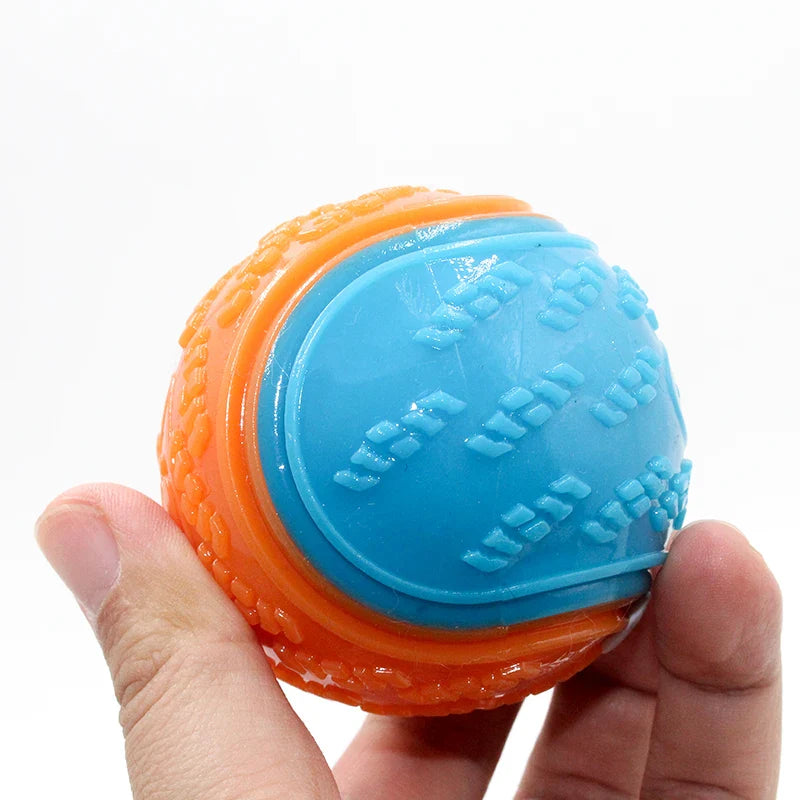 Interactive dog toys, soft TPR pet tooth cleaning toys, bite resistance, squeaky ball