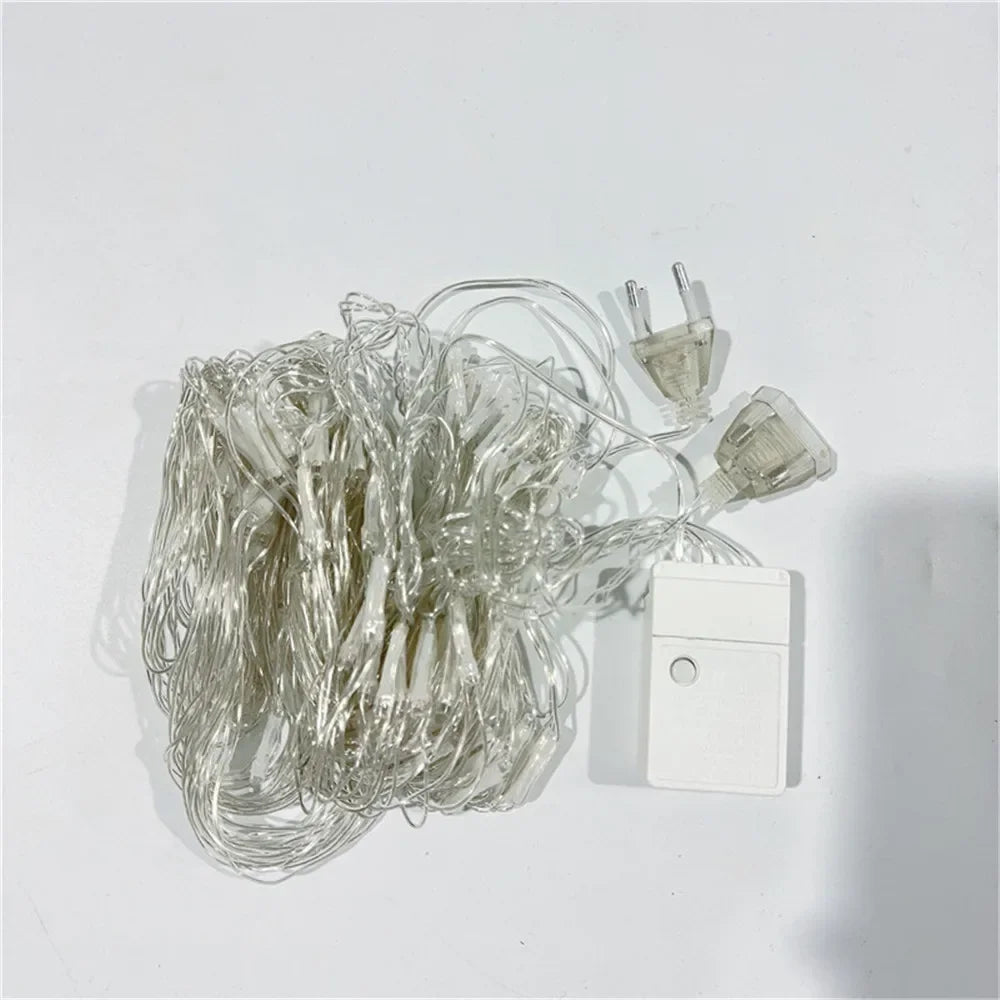 LED Net Mesh String Lights, 8 Modes, 220V, 110V, EU Plug, Festival Decoration, Christmas, Halloween, New Year 2026, Wedding Party