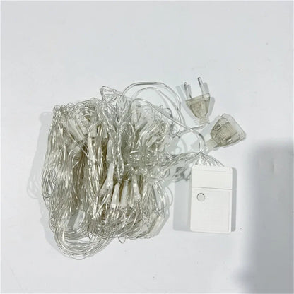 LED Net Mesh String Lights, 8 Modes, 220V, 110V, EU Plug, Festival Decoration, Christmas, Halloween, New Year 2026, Wedding Party