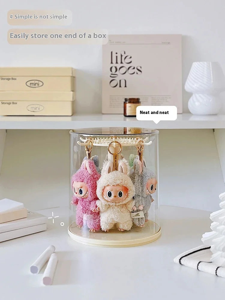Labubu Pendant Display Box Rotating Transparent Labubu Doll  Storage Blind Box Storage Display Dustproof And Moisture-Proof