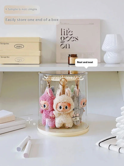 Labubu Pendant Display Box Rotating Transparent Labubu Doll  Storage Blind Box Storage Display Dustproof And Moisture-Proof