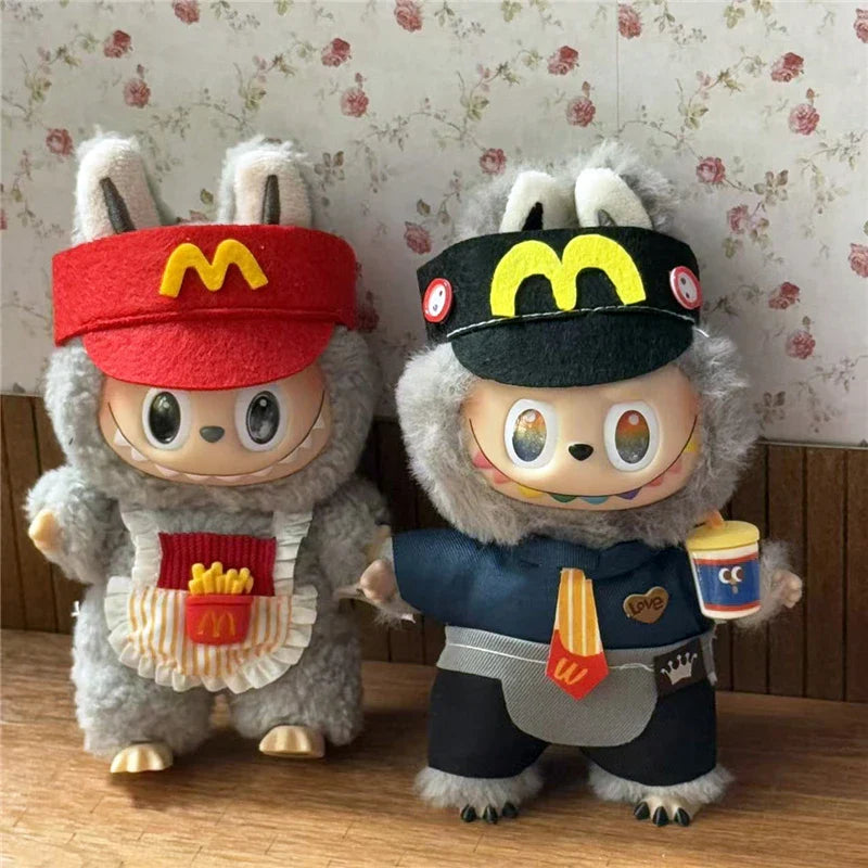Tenue de travail Vêtements pour poupée Labubu Mode Café Fast-food Frites Hamburgers Tenue Vêtements Accessoires Cosplay
