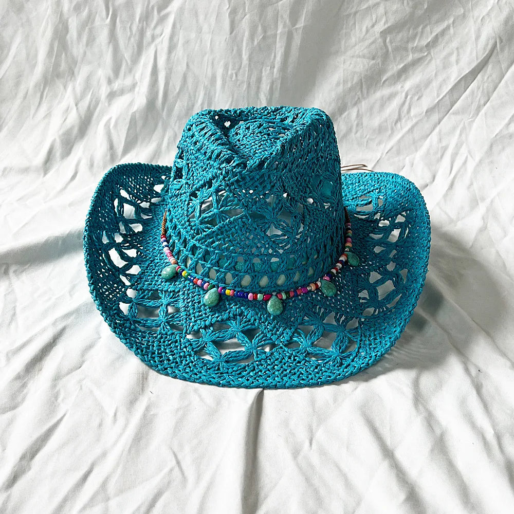 The latest Cowboy hat rose red retro straw hat 2023 new men's and women's jazz Cowboy hat straw hat sun hat summer hat sombrero