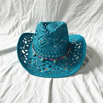 The latest Cowboy hat rose red retro straw hat 2023 new men's and women's jazz Cowboy hat straw hat sun hat summer hat sombrero