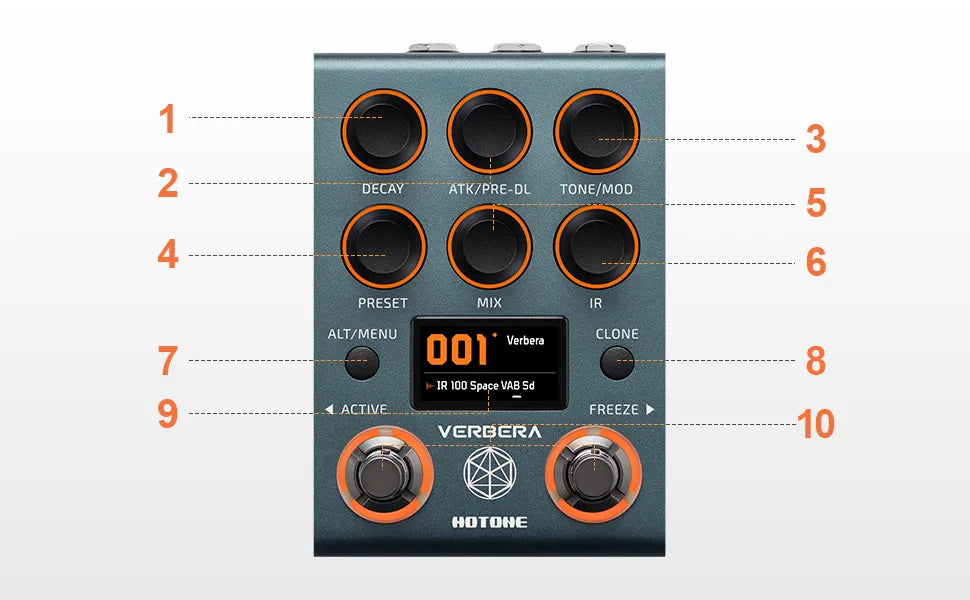 HOTONE Verbera Convolution IR Reverb, Hall Church Spring Plate Pédale de réverbération ambiante pour guitare acoustique électrique, synthétiseurs, voix