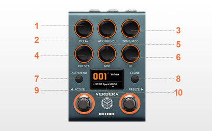 HOTONE Verbera Convolution IR Reverb, Hall Church Spring Plate Pédale de réverbération ambiante pour guitare acoustique électrique, synthétiseurs, voix
