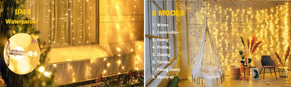 220V LED Curtain Light, Holiday Curtain String Light, Indoor and Outdoor, Christmas Decoration, Fairy Lights