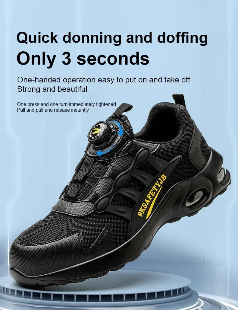 YIZHONCO Autumn Safety Shoes BOA Men Sneakers Steel Toe Cap Shoe Work Shoes Puncture-Proof Work Safety Shoes Boots