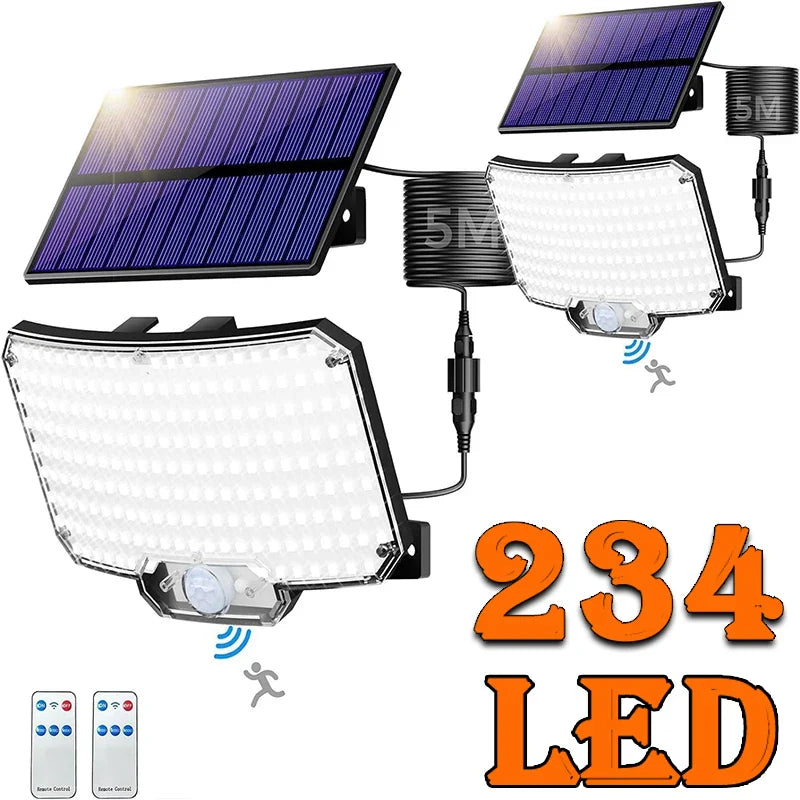 Lumière solaire extérieure Super lumineuse capteur de mouvement solaire forte puissance LED applique murale de jardin IP65 étanche 3 modes de fonctionnement
