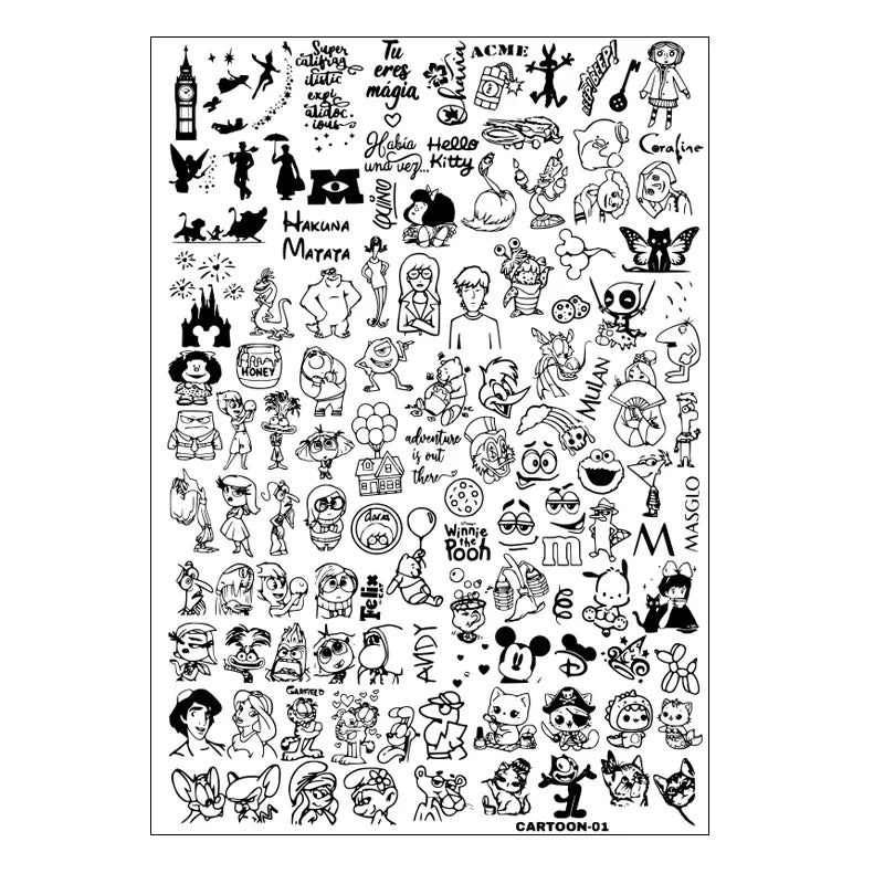 Plaques d'estampage d'ongles Halloween de dessins animés Crâne Personnages Animaux Gabarits Pochoirs Plaque d'estampage Nail Art Outil d'impression d'ongles Manucure