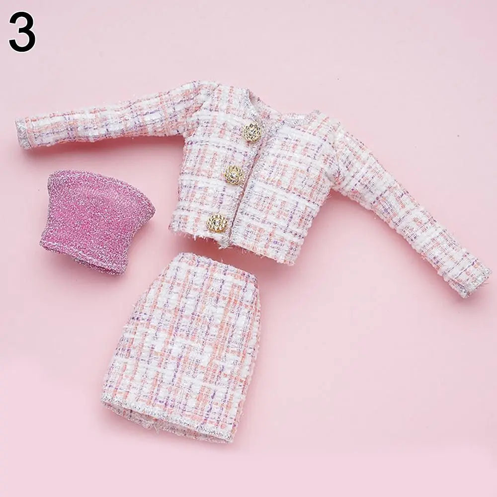 For 1/6 Doll Clothes 29~32cm Doll Plush Coat Skirt Doll Winter Dress Girl Coat Handmade Casual Wear Set Doll Accessories Gift
