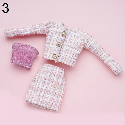 For 1/6 Doll Clothes 29~32cm Doll Plush Coat Skirt Doll Winter Dress Girl Coat Handmade Casual Wear Set Doll Accessories Gift
