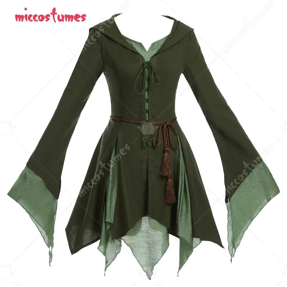 miccostumes Women's Elf Costume Renaissance Traditional Irish Dress Fairy Wide Long sleeves Short Dress for Halloween