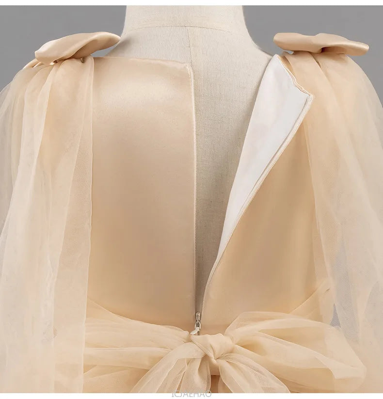 Robe de soirée 2025, robe de princesse pour filles, tenue de concours de fleurs, piano, Recital, anniversaire, mariage, jupe de ballerine, occasion formelle