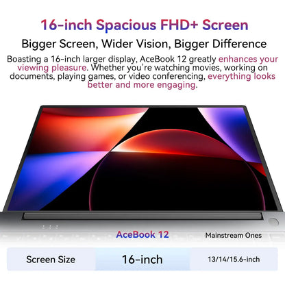 Blackview AceBook 12 Ordinateur portable Win 11 16'' FHD IPS, Notebook Intel I5-1030NG7, 16 Go RAM 512 Go SSD, Bouton d'alimentation 2-en-1 avec empreinte digitale