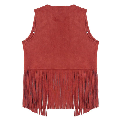 Gilet de cow-boy Western Halloween pour homme, en similicuir suédé, à pampilles et rivets, pour le motocyclisme, les raves, les fêtes et les boîtes de nuit