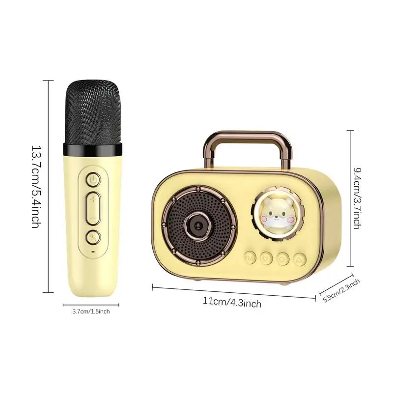 Kids Karaoke Machine Mini Wireless Karaoke Machine With Microphone Long Battery Life Rechargeable Audio Supplies With Dual Mic