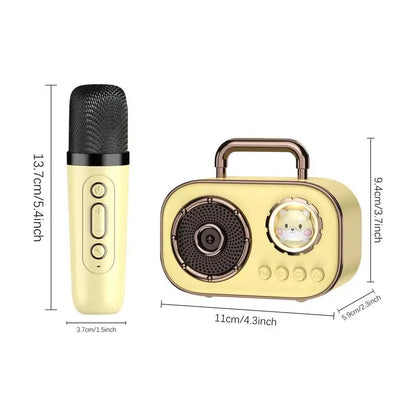 Kids Karaoke Machine Mini Wireless Karaoke Machine With Microphone Long Battery Life Rechargeable Audio Supplies With Dual Mic