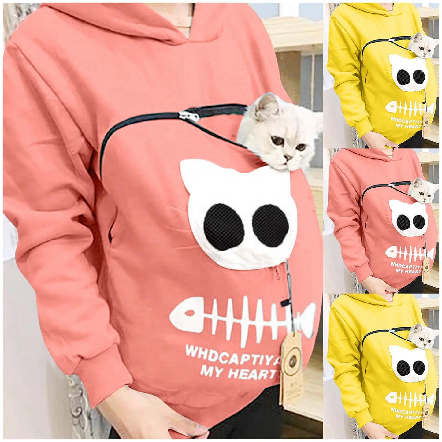 Sweatshirt Cat Lovers Hoodie Kangaroo Dog Pet Paw Pullovers Cuddle Pouch Sweatshirt Pocket Animal Ear Hooded Dropshipping