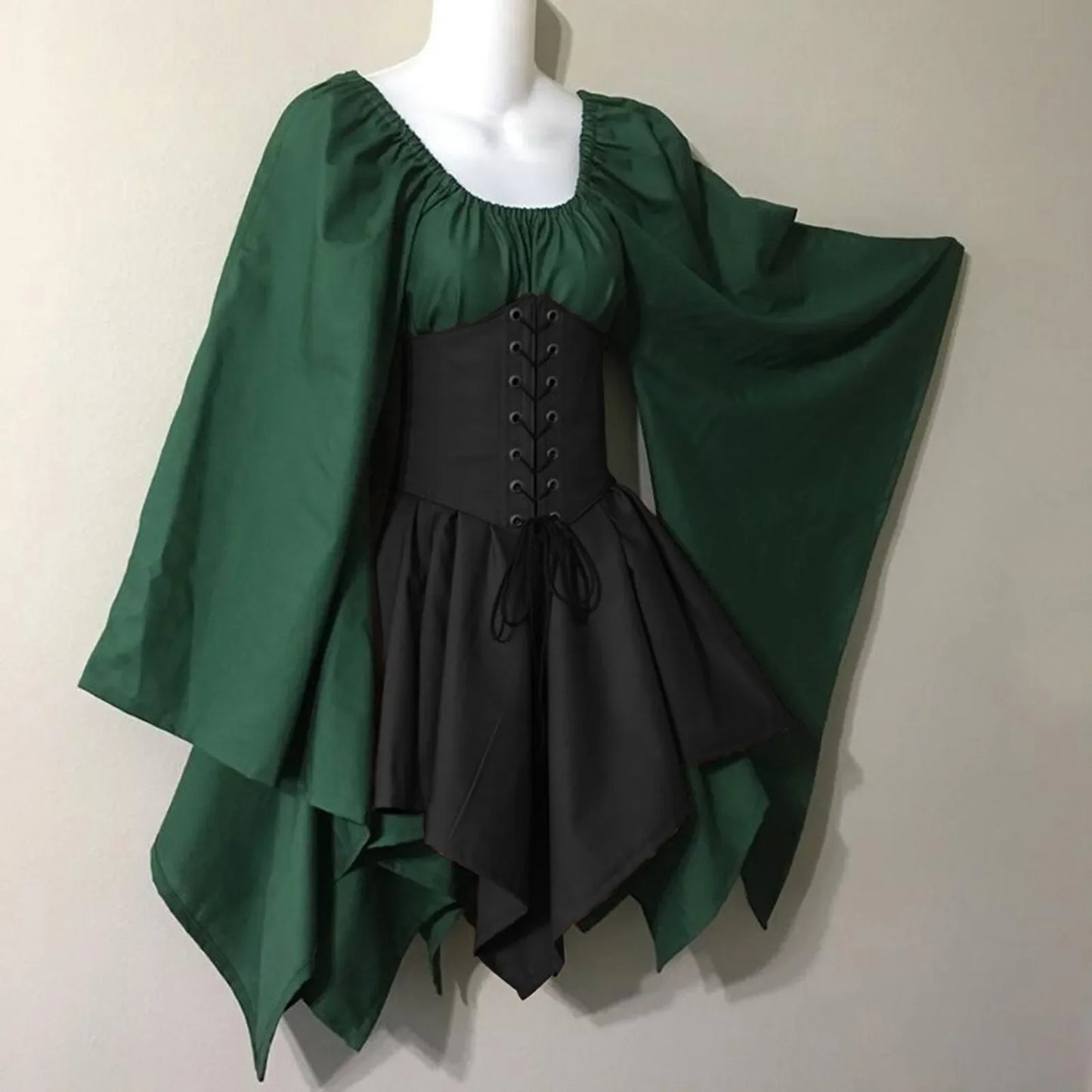 Medieval Costume Women Renaissance Medieval Dress Fairy Elf Traditional Irish Viking Costume Elf Ear for Halloween Party
