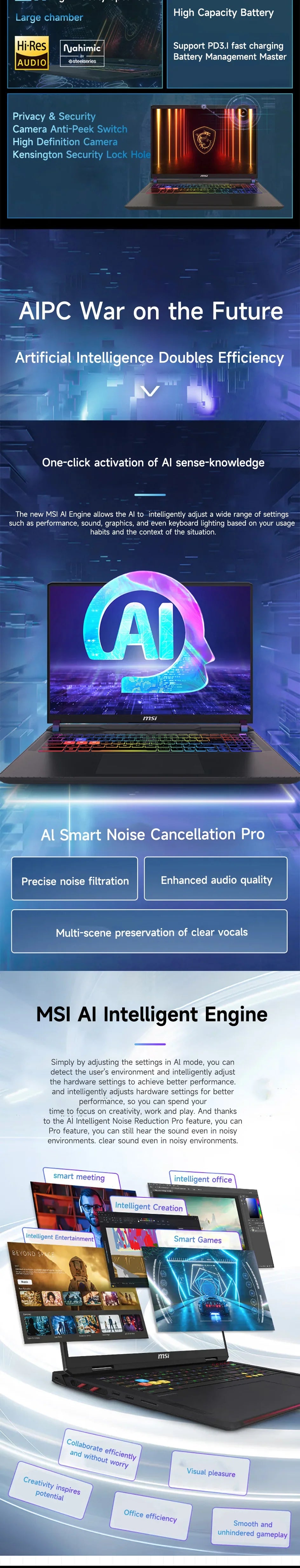 2025 MSI Vector 17 HX AI Gaming Laptop 17 Inch 2.5K QHD 240Hz IPS Screen Notebook Ultra 9-275HX 64GB 2TB RTX5080 Netbook Compute