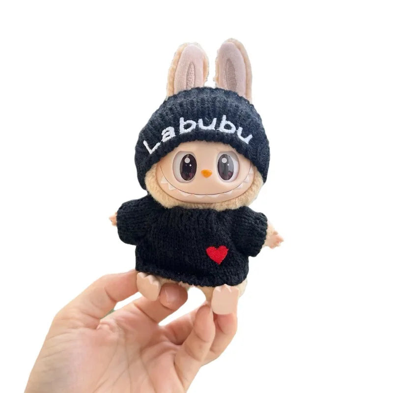 [Clothes only] Second-generation blind box Rabub sitting party doll clothes LABUBU love sweater bear label hat