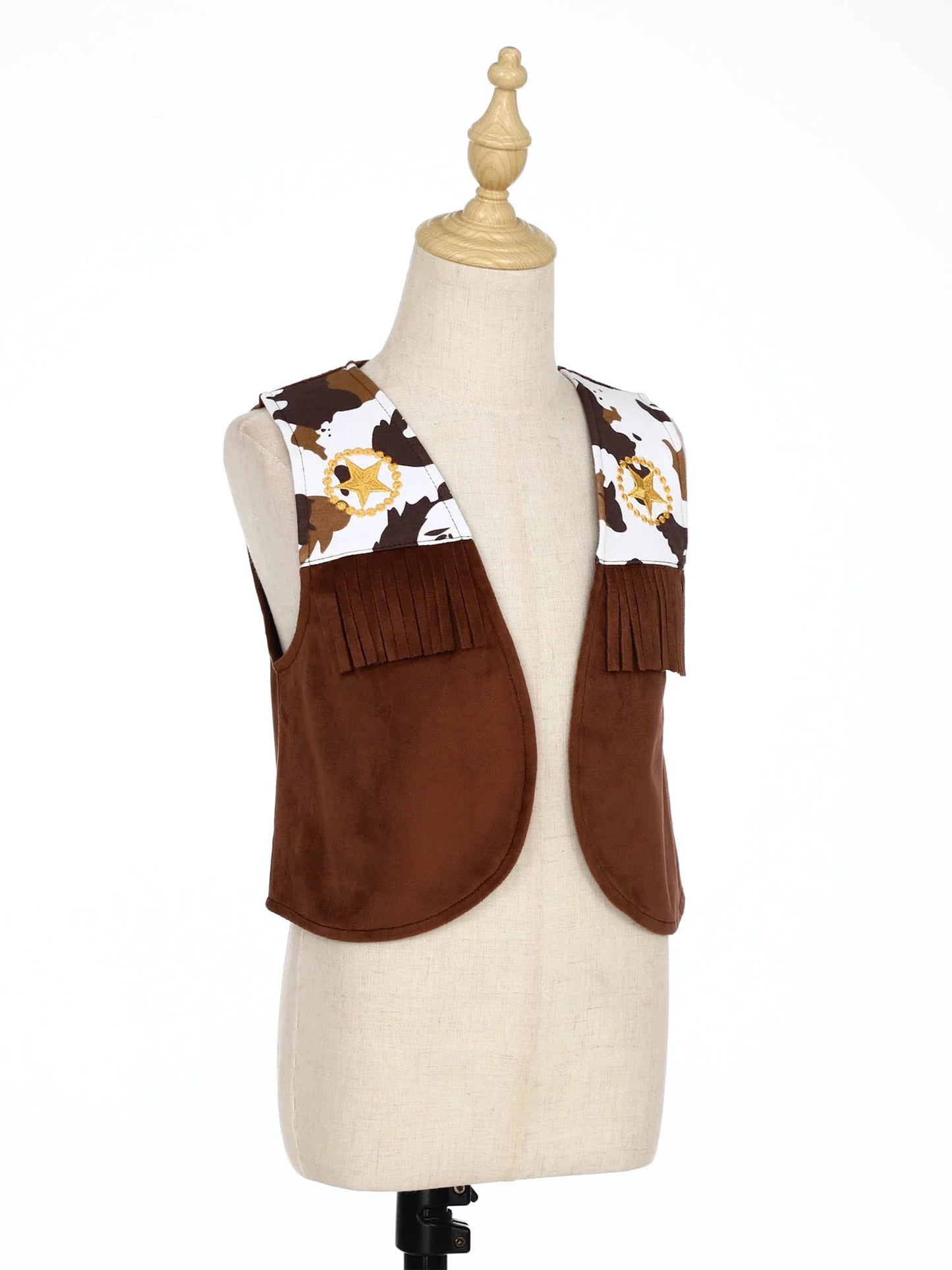 Children's Hippie Cowboy Costume, Toddler Boys Girls Cowgirl Vest, Open Front Fringed Vest for Halloween Cosplay Theme Party Outfits