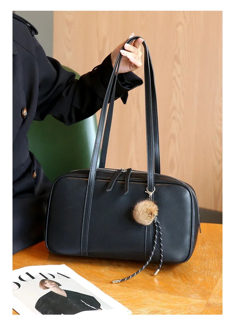 Sacs à bandoulière en cuir véritable de vache pour femmes, sacs à main de luxe de styliste de mode pour dames, sac à main rétro en cuir de vache Boston pour les déplacements