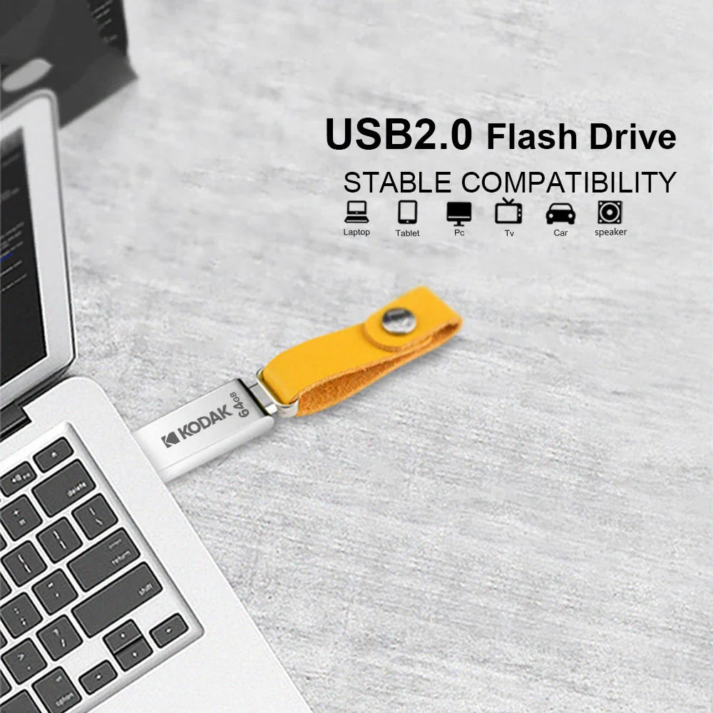 Clé USB Flash Drive KODAK Mini 100 % Originale en métal 32 Go 64 Go 128 Go avec cordon pour clés, clé USB 2.0