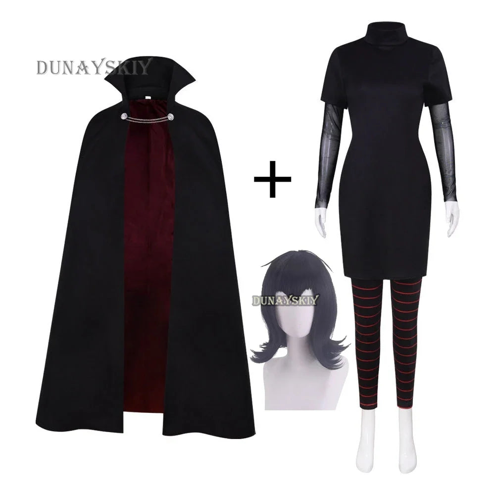 Dracula Mavis Cosplay Costumes With Wig Hootel Transylvania Role Play Halloween Carnival Party Outfit For Children Women Girls