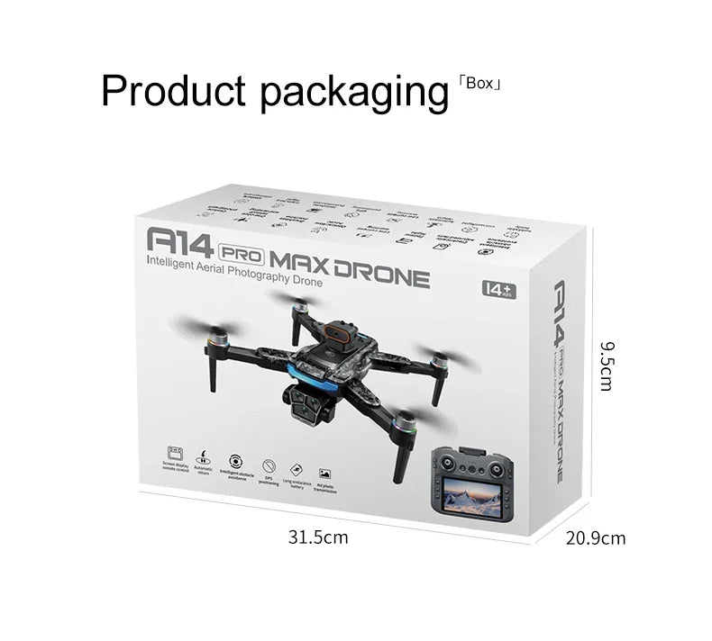 Xiaomi A14 MAX Drone sans brosse 8K trois caméra HD télécommande avec écran flux optique Intelligent pliable quadrirotor