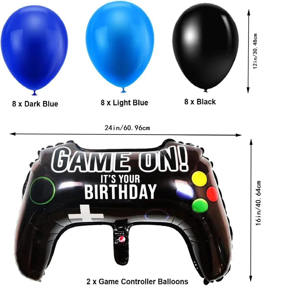 Blue Game Number 12 Birthday Theme Party Decoration Set Number Balloon Pull Flag Set