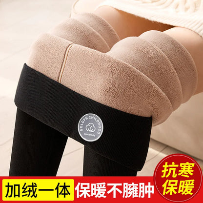 Women's Wool Leggings, Outer Wear, Fall Winter, Plus Size, Added Wool, Thick, Extra-Thick, Warm, Slimming, Cotton Thermal Pants