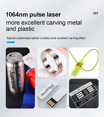 Fiber Laser Marking Machine 20W Mobile Control for Jewelry Metal Engraving Cutting 110x110mm Lens Computer Laser Marker 220V110V