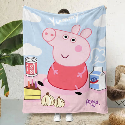 Cartoon P-Peppa Pigs Printed Blanket Picnic Blankets Warm Blanket Soft and Comfortable Blanket Home Travel Birthday Gift