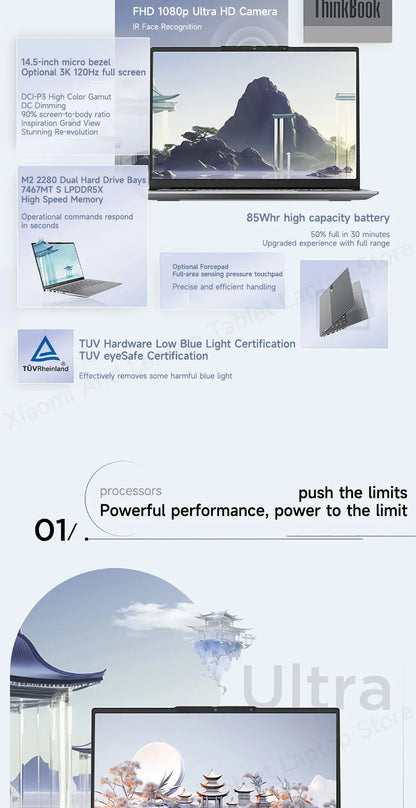 Lenovo Laptop Thinkbook 14+ 2024 AI 14.5" 3K 120Hz Screen UItra5-125H/UItra9-185H NVDIA RTX4060 Dolby Atoms Gaming Notebook PC