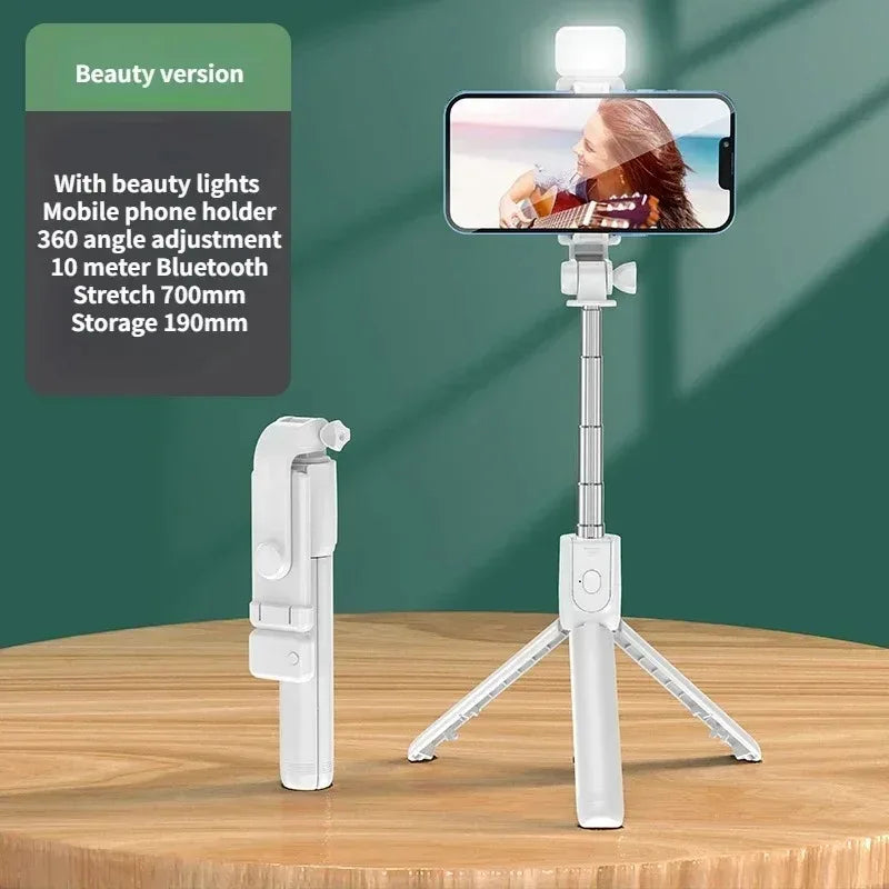 Trépied sans fil pour perche à Selfie, avec télécommande Bluetooth légère, extensible, pour iPhone, téléphone portable, Tiktok, Streaming en direct