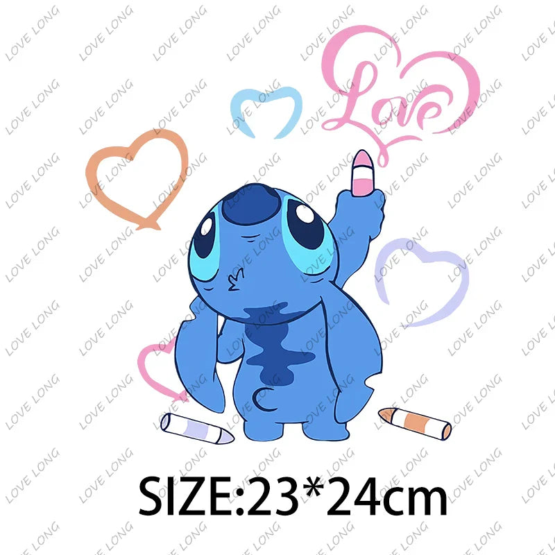 Stitch Love Cartoon Stickers  Iron-on Transfers for Clothing Firm and Fadeless  Stickers Easy to Use DIY Decoration