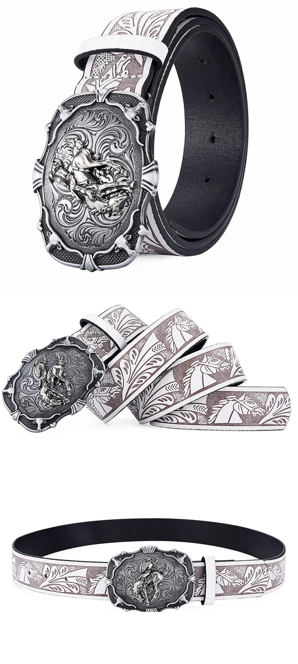 Ceinture de Cowboy pour femmes, ceinture à tête de cheval au galop Cool, ceinture imprimée de Style technique Y2K à la mode pour hommes