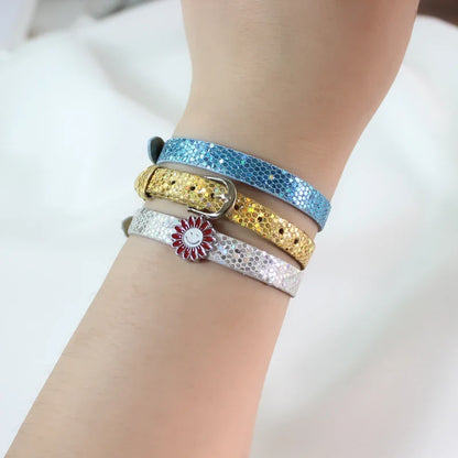 Bracelet à paillettes scintillantes, 8mm de largeur, 21cm de longueur, breloques coulissantes, lettres de l'alphabet, bijoux à bricoler soi-même, cadeau pour femmes et enfants