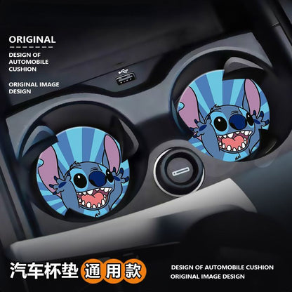 Stitchou cute cartoon animation peripheral car storage non-slip mat car interior decoration creative personality water coaster