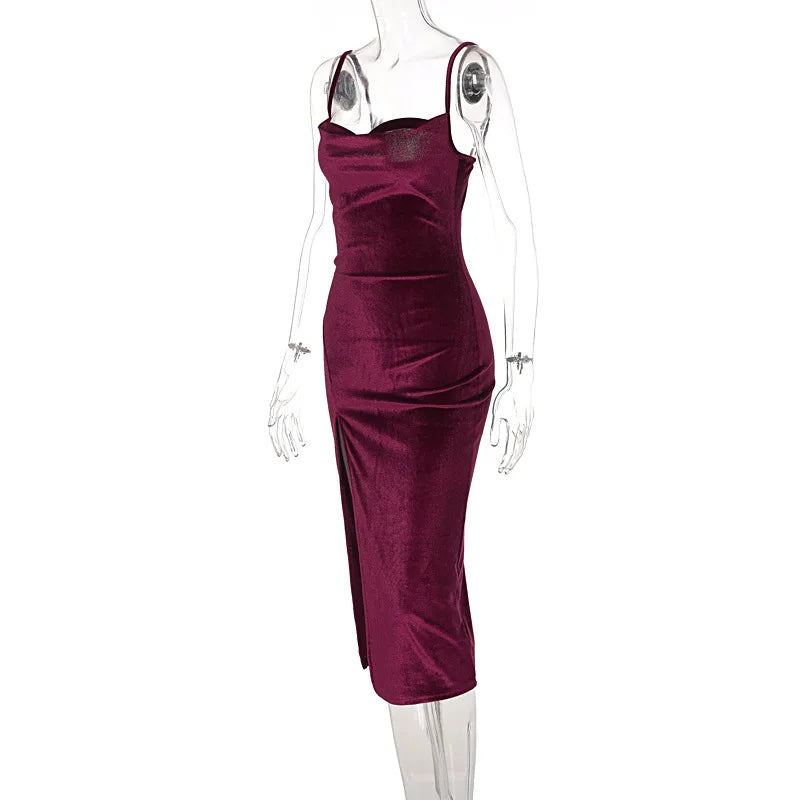Ele Sexy Women's Spring 2024 Faionable Slim Fit Split Strapl Dr Polyester Fiber mid Waist Gown for Babies