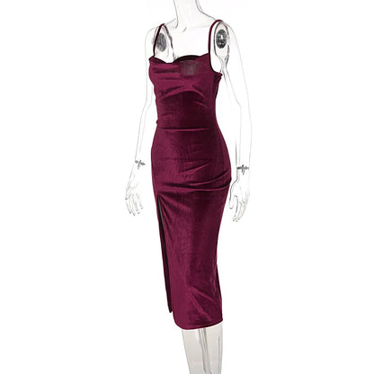 Ele Sexy Women's Spring 2024 Faionable Slim Fit Split Strapl Dr Polyester Fiber mid Waist Gown for Babies