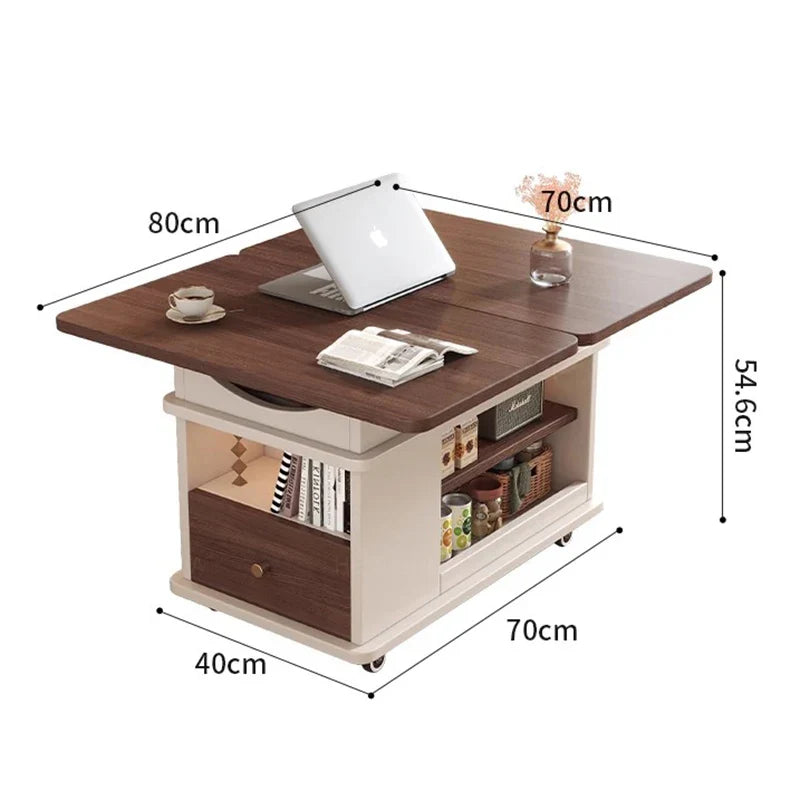 Tables basses relevables de luxe, Design à roulettes, Tables basses rotatives multifonctions, Table esthétique française, meubles de Salon Basse