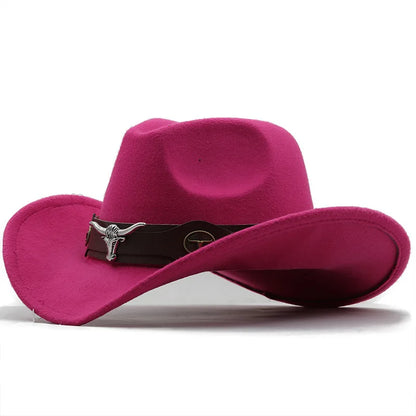 Nouveau chapeau de Cowboy occidental à bord roulé casquette de Cowgirl Cowboy Jazz Fedora chapeaux casquette en feutre avec bande de vache pour femmes hommes enfants