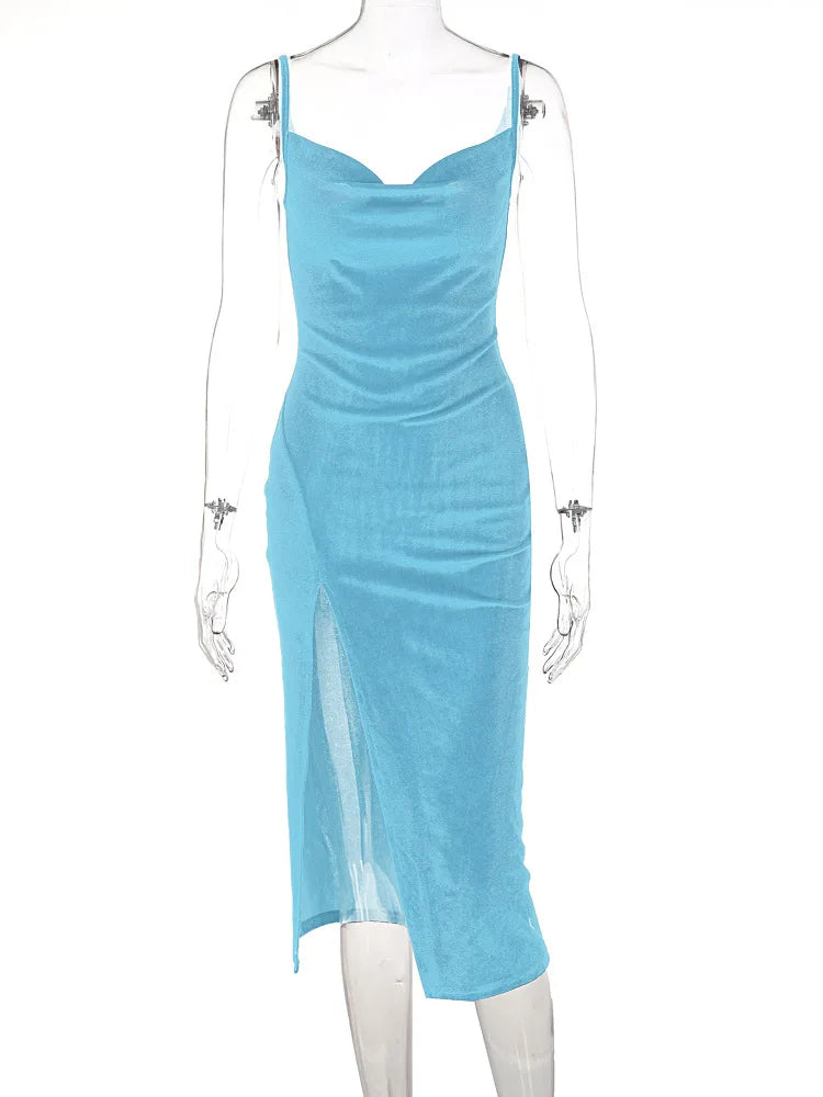 Ele Sexy Women's Spring 2024 Faionable Slim Fit Split Strapl Dr Polyester Fiber mid Waist Gown for Babies