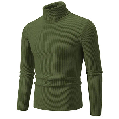 Hommes Pulls Gilets Cols Roulés Tricotés Manches Longues Couleur Unie Décontracté Coupe Slim Épais Épissure Automne Hiver