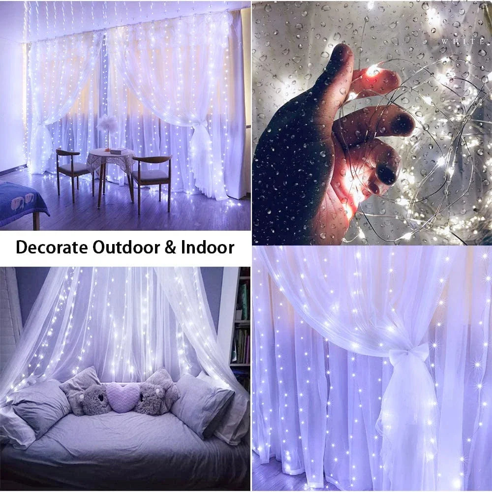 1pc USB 3x3/3*2/3*1 LED rideau chambre lumières guirlande de noël fée lumière feston mariage maison chambre décoration éclairage