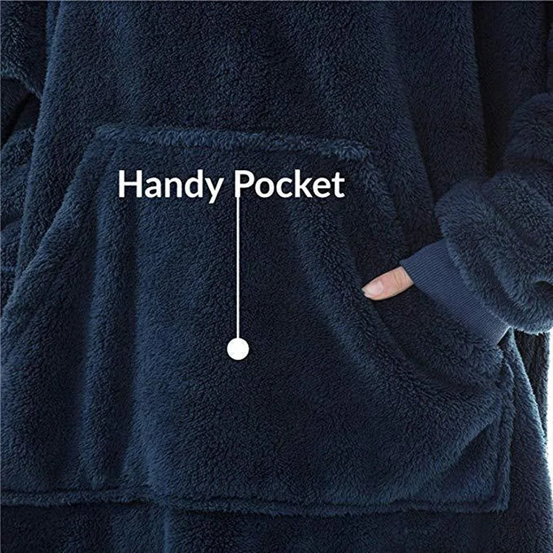 Couverture à capuche avec sourire double face pour hommes et femmes, grande poche, robe surdimensionnée, chaud, couple, adt PVD, nouveau, hiver