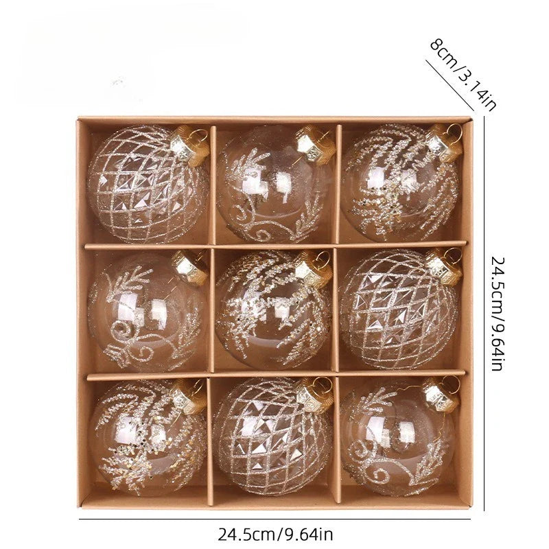 8cm PET Clear Decorative Christmas Ball Christmas Tree Ornament Sequin Christmas Decorative Ball Xmas Ornaments Home Decor